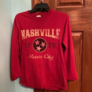 Red Nashville long sleeve tee
